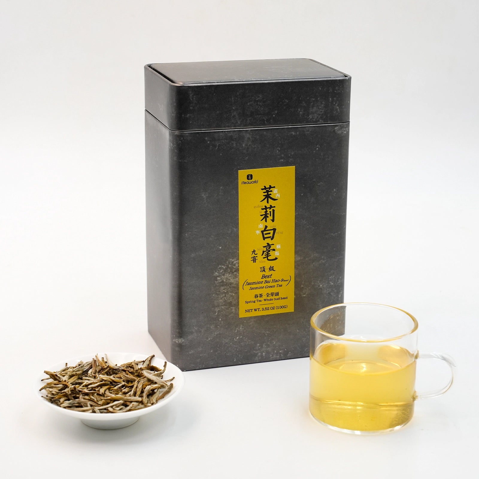 Jasmine Bai Hao | Traditional 9-Scent Jasmine Green Tea – Fresh, Abundant Floral Aroma with a Sweet, Smooth, Lasting Aftertaste | 1000m High Mountain Tea from Heng County, Guangxi | Summer Harvest July 2024 | 3.5oz (100g) - Top Choice of Jasmine Green Tea