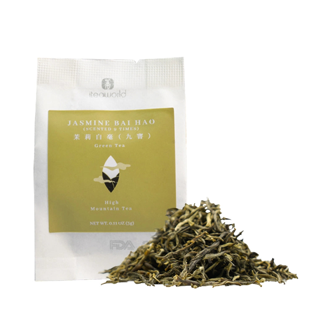 Jasmine Bai Hao | Traditional 9-Scent Jasmine Green Tea – Fresh, Abundant Floral Aroma with a Sweet, Smooth, Lasting Aftertaste | 1000m High Mountain Tea from Heng County, Guangxi | Summer Harvest July 2024 | 3.5oz (100g) - Top Choice of Jasmine Green Tea