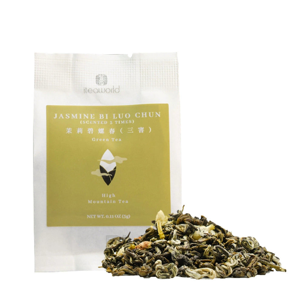 Jasmine Bi Luo Chun | Traditional 3-Scent Jasmine Green Tea (One Bud with Two Leaves) – Subtle Floral Aroma, Mild Flavor, Handpicked from 2000m High Mountains in Heng County, Guangxi | Summer Harvest June 2024 | 3.5oz (100g) For Afternoon