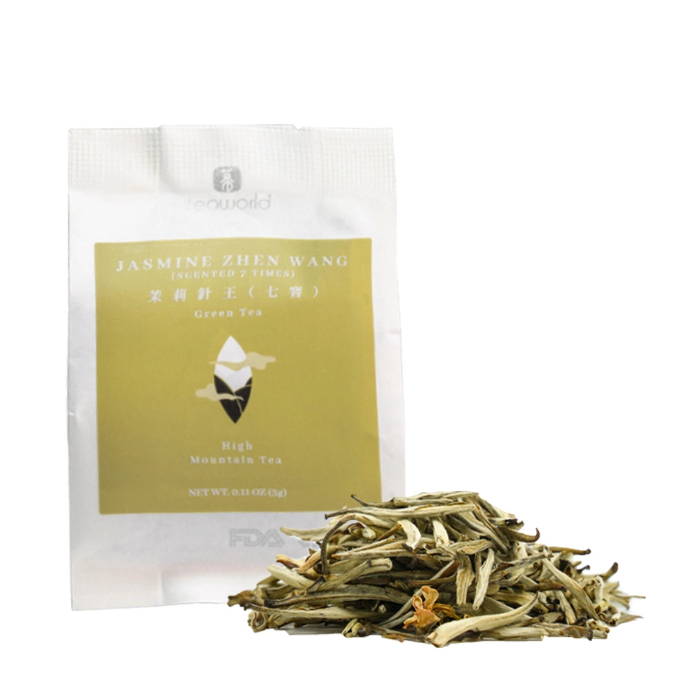 Jasmine Zhen Wang | Traditional 7-Scent Jasmine Tea (Pure buds) – Fresh, Intense Floral Aroma with Smooth, Sweet | 1200m High Mountain Tea from Heng County, Guangxi | July 2024 Autumn Tea | 3.5oz (100g) - Tasting Grade For Afternoon