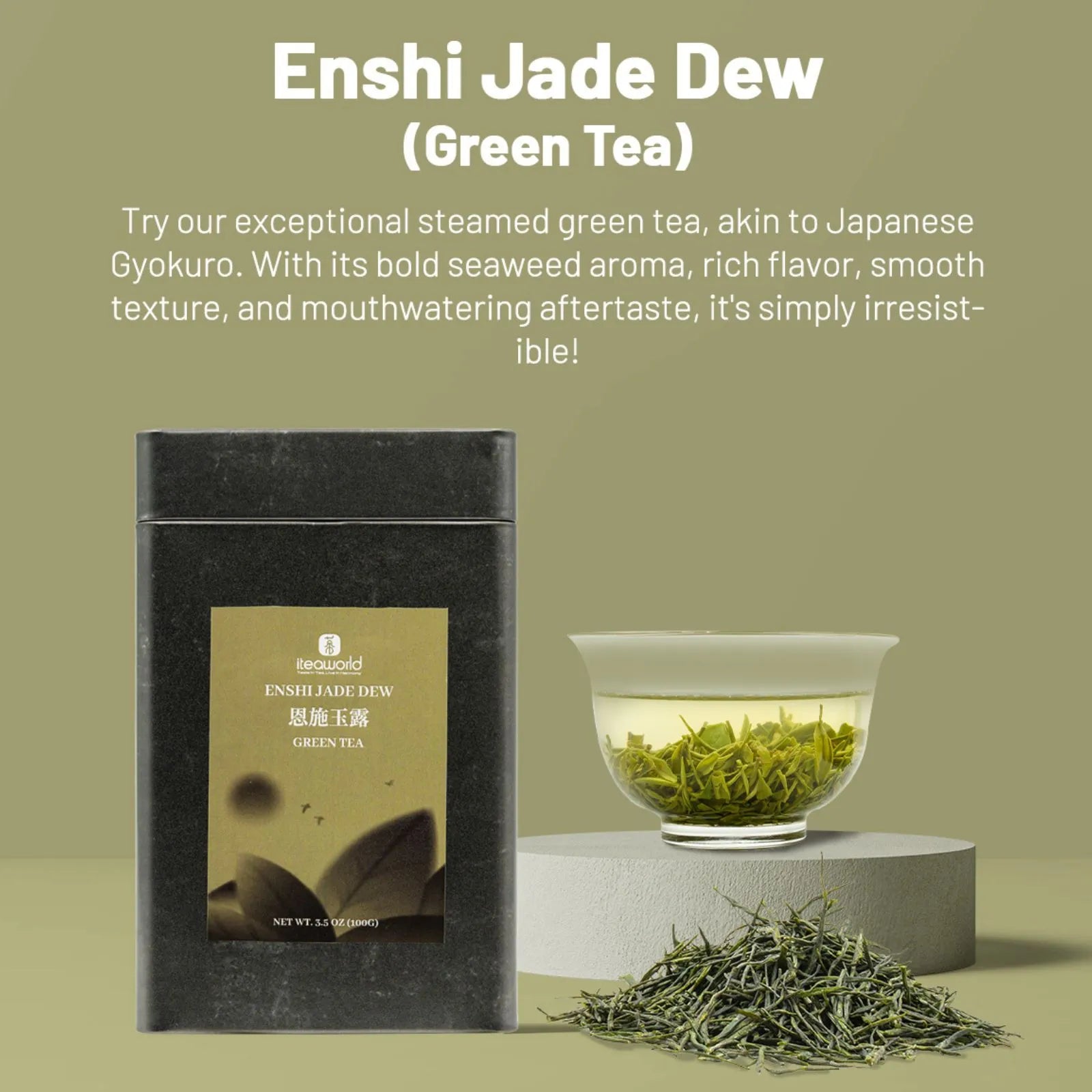 Premium Jade Dew (En Shi Yu Lu) Chinese Green Tea (One bud with one leaves) – Rich & Refreshing with Seaweed Aroma, 1400m High Mountain Tea from Baiyan Village, Hubei | Spring Harvest April 2024 | 3.5oz (100g) | The Only Steamed Green Tea For Morning