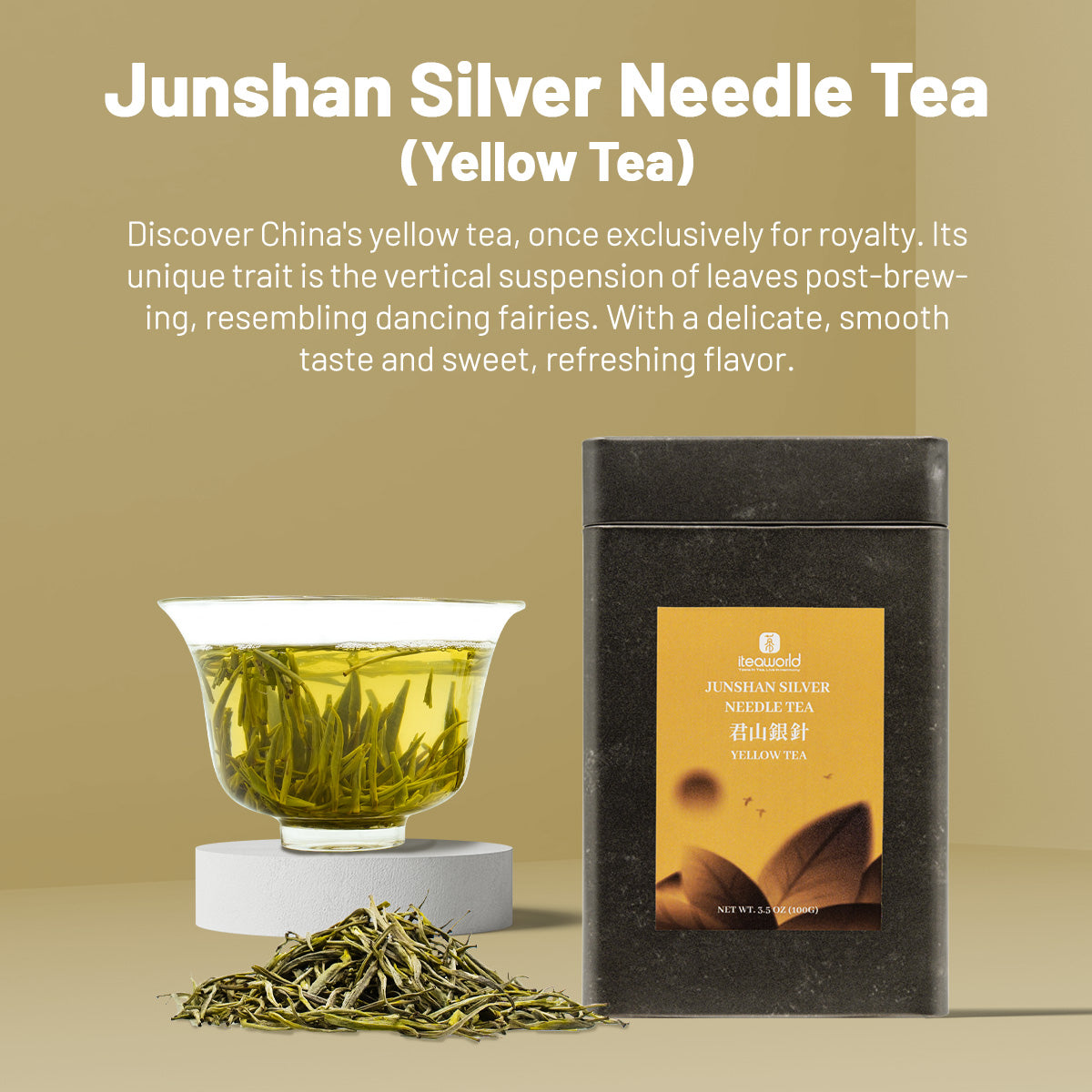 Junshan Silver Needle Yellow Tea | Authentic Core Origin Smooth & Sweet - One Bud and One Leaf 2023 Autumn Tea | 3.5oz (100g) Top-tier For After Meal